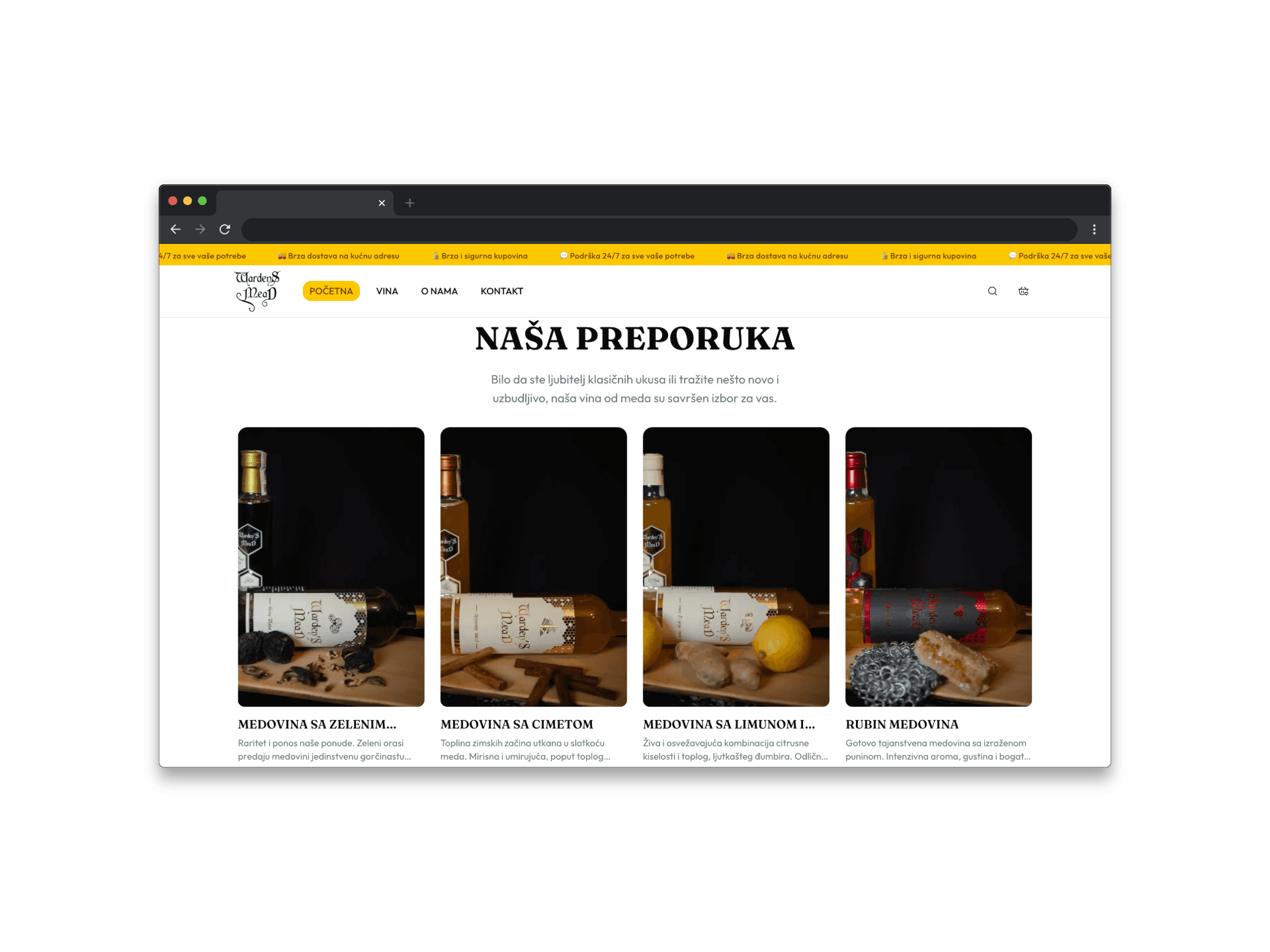 Prikaz korisnickog interfejsa online prodavnice
